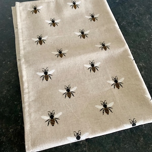 Bumble Bee Linen Tea Towels, Set of 3, Singles, Hand Sewn, Farmhoue Decor Single