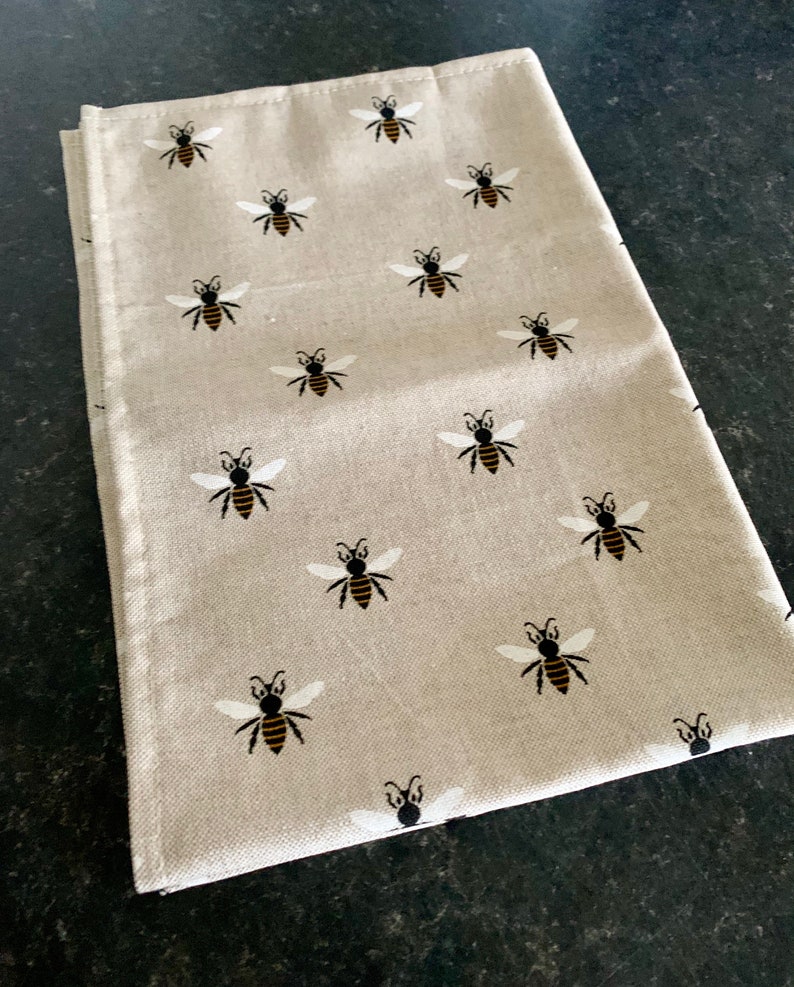 Bumble Bee Linen Tea Towels, Set of 3, Singles, Hand Sewn, Farmhoue Decor Single