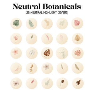 25 Neutral Aesthetic Botanical Highlight Covers | Palm Leaf IG Buttons | Floral Insta Highlight Covers | Natural Colours Story Icons