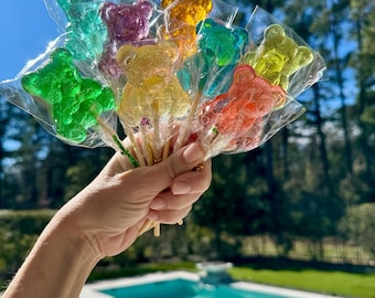25 Teddy Bear Lollipops – Clear Candy Favors for Baby Shower, Birthday, Wedding, Bachelorette