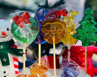 30 large Christmas lollipops . Barley sugar candy. Christmas Gift. Christmas tree lollipop. Christmas tree. Christmas treats. Christmas gift