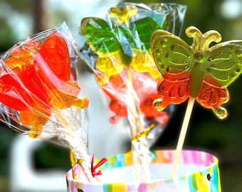 Piruletas de mariposa hechas a mano, regalos de fiesta
