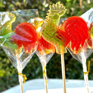 25 large Lollipops Rooster. Handmade lollipops candy. Sweet Treats. Barley lollipops. Birthday gift.