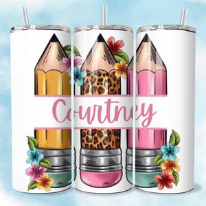 20oz Floral Pencil tumbler