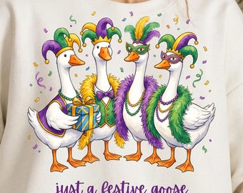 Mardi Gras Goose png, grappige gans png, koningstaart png, carnavalsgans png, Fat Tuesday png, paradeshirt png, Silly Goose png, Nola png