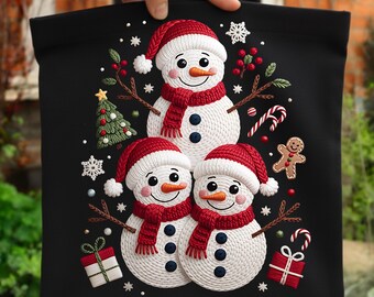 Faux Yarn Snowman Christmas Png, Cute Christmas Snowman Png, Winter Christmas Png, Chunky Knit Cute Snowman Png, Preppy Christmas Tree Png