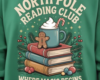 Noordpoolboekenclub png, kerstboekenontwerp gezellig vakantieboek Lover-shirt png