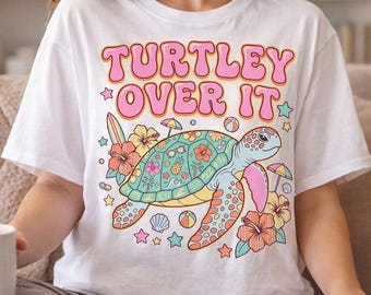 Turtley Over It Png, Striped Turtle Png, Preppy Sea Turtle Png, Retro Summer Png, Sarcastic Summer Png, Funny Turtle Png, Summer Beach Png