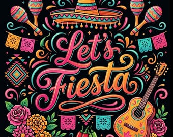 Let’s Fiesta PNG, Cinco de Mayo Bow Design, Mexican Party Clipart, Colorful Sombrero Graphic, Sublimation File, Cute Fiesta Shirt Print