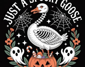 Just a Spooky Goose – Halloween Skeleton Goose Design PNG