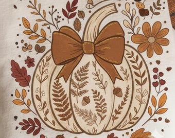 Floral Fall Pumpkin Png, Boho Pumpkin Coquette Png, Vintage Autumn Shirt Design, Retro Halloween Flowers Png, Pumpkin Spice Sublimation PNG