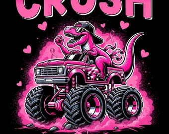 Camiseta infantil con diseño de camión monstruo PNG para niños pequeños, descarga digital, concientización sobre el cáncer de mama