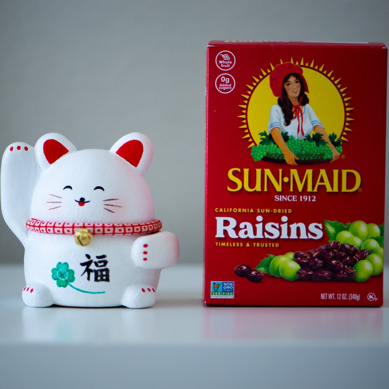 Four Leaf Clover MANEKI NEKO Papier-mâché ( Hariko) Figurines Light ...