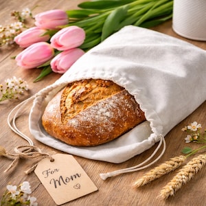 100% Linen Sourdough Bread Bag, Artisan Loaf Keeper, Reusable Eco-Friendly Storage