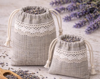 Linen Lavender Sachet Bags, Natural Party Favors