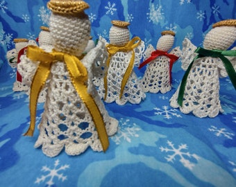 Vintage Crocheted Angel Christmas Ornaments