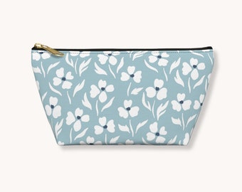 Serenity Petals Cosmetic Bag: Floral Zipper Pouch