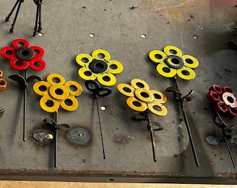 Holiday Metal Flower Sculpture - Handmade Rustic Industrial Art, Unique Christmas Holiday Gift & Decor