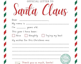 Lista de deseos navideños para Papá Noel: Carta divertida para las fiestas (descarga digital)