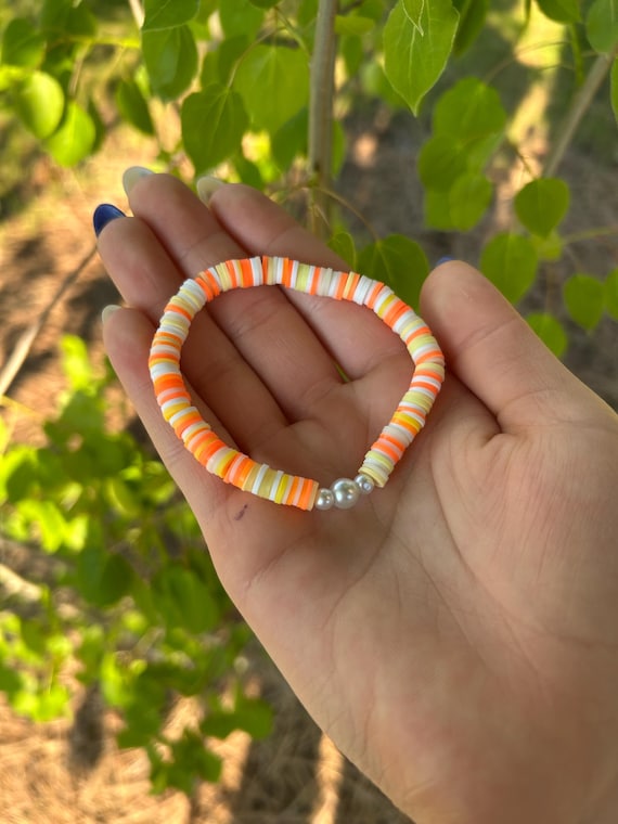 Golden Sunset Clay Bead Bracelet