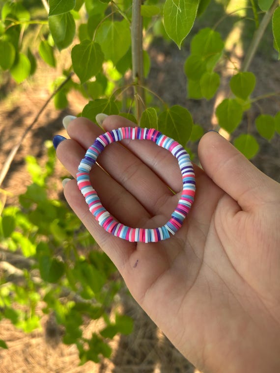 Cotton Candy Clay Bead Bracelet