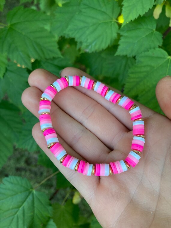 Barbie Pink Clay Bead Bracelet