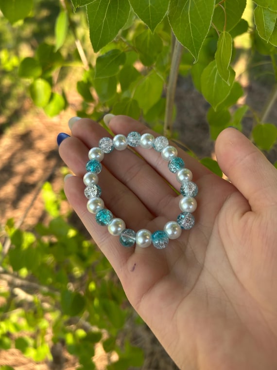 Ice Blue Glass Bead Bracelet