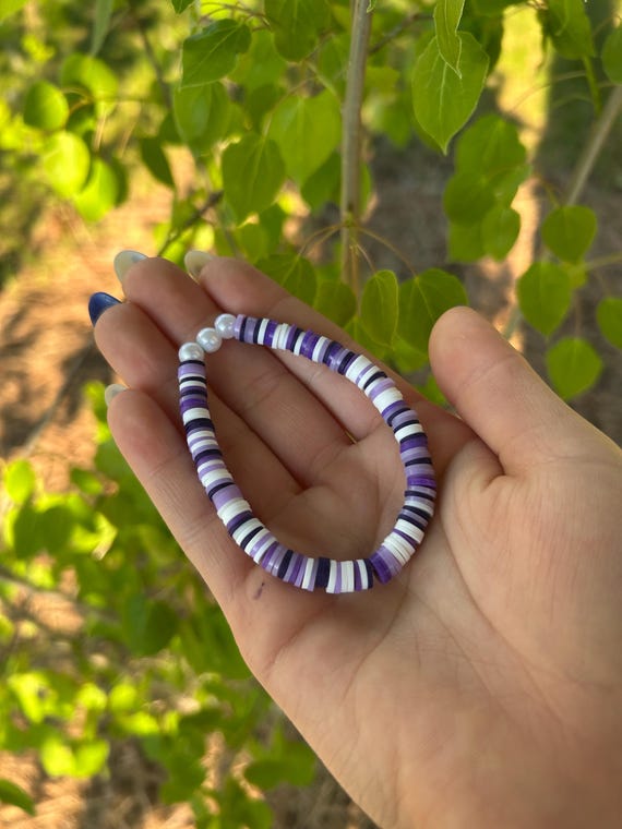 Lilac Purple Clay Bead Bracelet