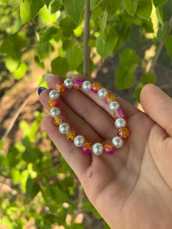 Pearl Sunrise Glass Bead Bracelet