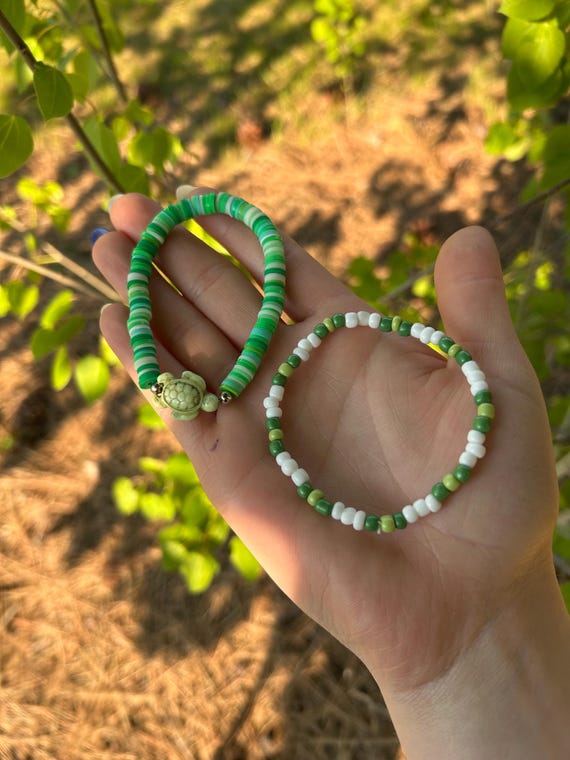 Tropical Green Turtle Bracelet Stack
