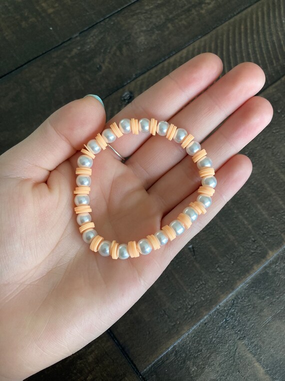 Peach Pearl Clay Bead Bracelet