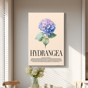 Hydrangea Water Color Painting on Canvas, Floral Canvas Art, Botanical Art, Flower Collection, Beautiful Flowers, Nursery Art, Garden Art