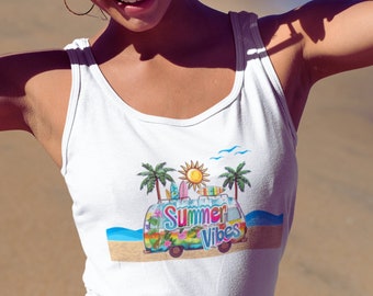 Summer Vibes Tank Top: Surfbrett Mini-Van Strandausflug