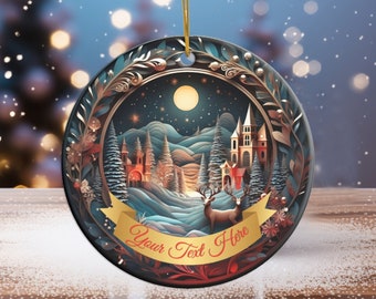 Custom Christmas-scape Ornament: Ornate Holiday Scene