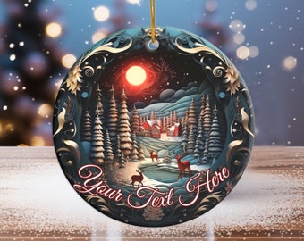 Custom Christmas-scape Ornament: Ornate Holiday Scene