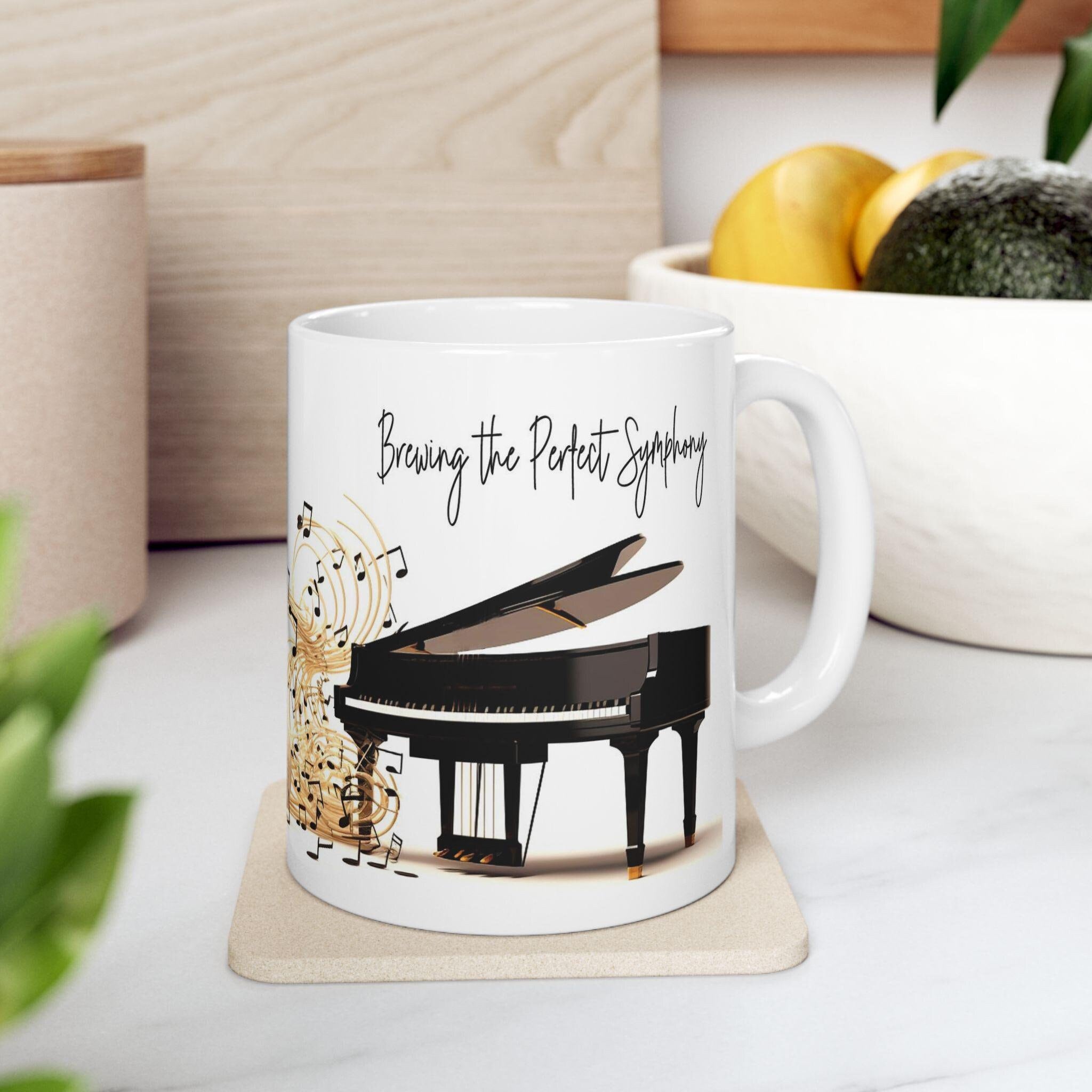 Piano & Saxophone Music Mug: Musical Notes Ceramic Coffee Cup - Etsy