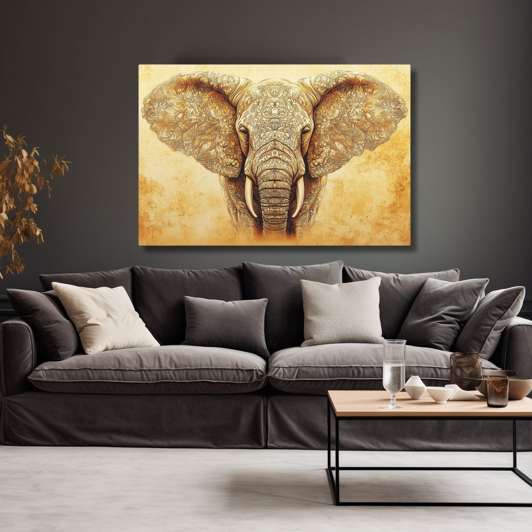Boho Elephant Mandala Wall Art: Earth Tone Floral Design - Etsy