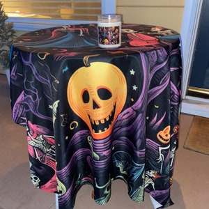 Aperturee Black and White Dancing Skeleton Rectangle Tablecloth, for Funny and Spooky Halloween Party Decor