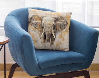 Abstract Elephant Pillow: Bronze & Gray Boho Home Decor Cushion
