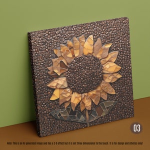 Sunflower Coffee Bean Canvas Wall Art: 3D Illusion Kitchen Decor