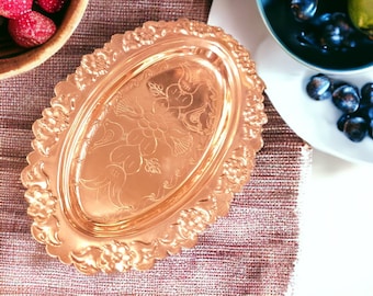 Original Mothers Day Gift from Anatolia, Decorative Mini Copper Serving Tray, Table Decor, Home Decor, Birthday, Anniversary Gift