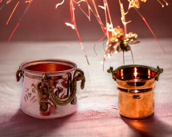 Home Decor Copper Mini Antique Cup, Witch Cauldron, Snack, Spice, Candy Bowl, Mother Day & Anniversary Gift, Perfect Shelf or Kitchen Decor