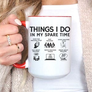 Mahjong mug - things I do in my spare time funny mahjong gift white mug with red rim and handle