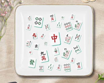 Mahjong Dish Mahjong Gift Ring Dish Tile Trinket Tray Dice Holder Jewelry Catchall Mah Jongg Hostess Present Game Room Decor Gift Idea