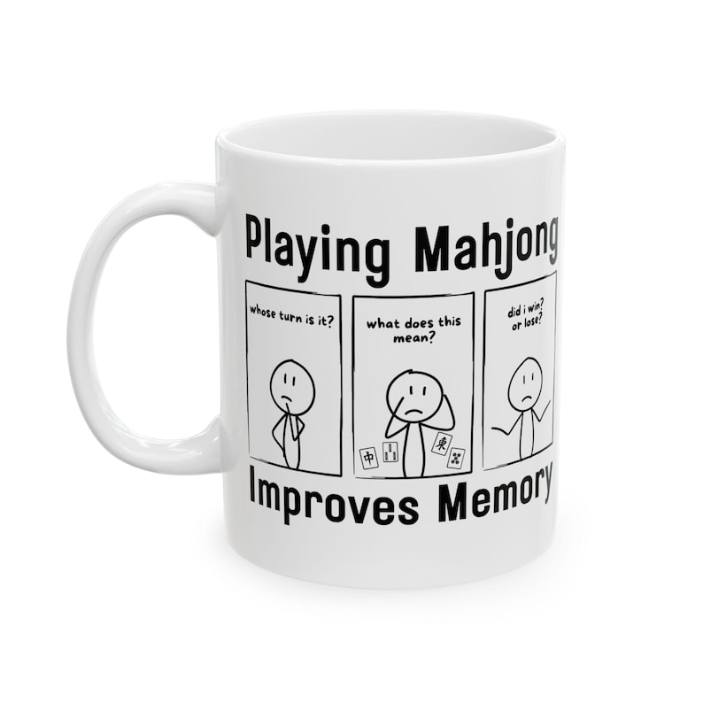 Kubek Mahjong, zabawny kubek z pamięcią Mahjong, żart, miłośnik Mahjong, słodki Mahjong, koszulka z kreskówek Mahjong, prezent na Dzień Matki, kubek z humorem zdjęcie 4