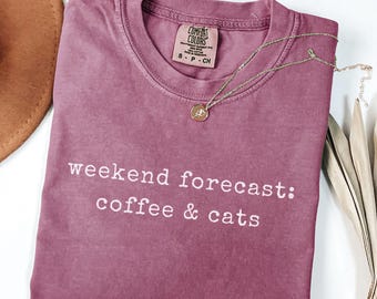 Cat Lover Shirt Coffee Cat Mom Tee Cozy Weekend Tshirt Introvert Gift Cat Lady Sweatshirt Cute Cat Owner Tee
