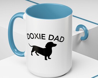Doxie vader mok teckel minnaar cadeau hond vader koffiekopje schattige worst hond mok voor hem huisdier eigenaar cadeau idee keramische Doxie minnaar beker worst hond