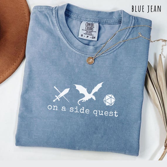 Side Quest T-shirt Dragon Shirt RPG Lover Tee Fantasy Quest Tshirt DND Shirt Adventure Seeker Tee Fantasy Gamer Gift Tabletop RPG Shirt