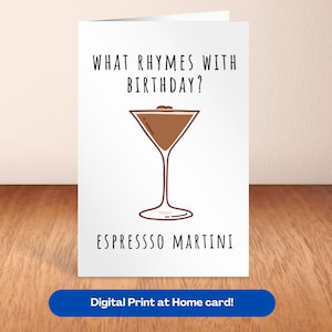 Carte d'anniversaire expresso martini carte imprimable cadeau amateur de martini carte d'humour sarcastique pour ami cadeau martini expresso anniversaire buveur de martini
