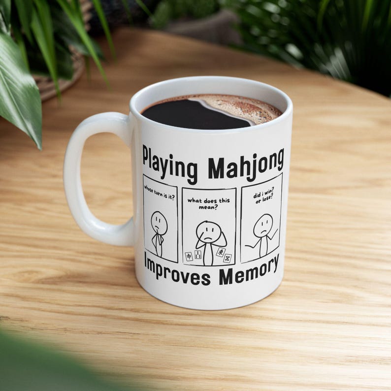 Kubek Mahjong, zabawny kubek z pamięcią Mahjong, żart, miłośnik Mahjong, słodki Mahjong, koszulka z kreskówek Mahjong, prezent na Dzień Matki, kubek z humorem zdjęcie 9